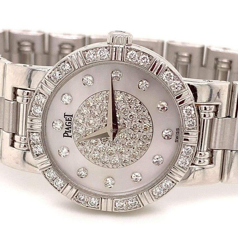 Brilliant Cut Piaget Dancer 18K White Gold & Diamond Woman's Watch For Sale