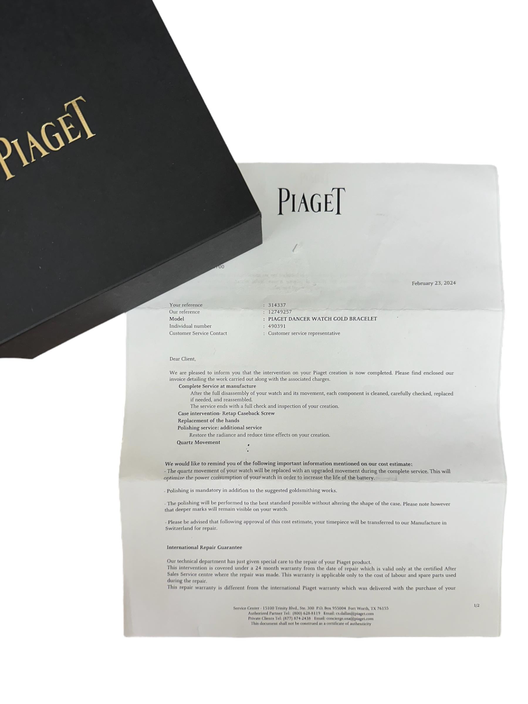 Piaget Dancer 18K Yellow Gold and Diamond Ladies Watch For Sale 10