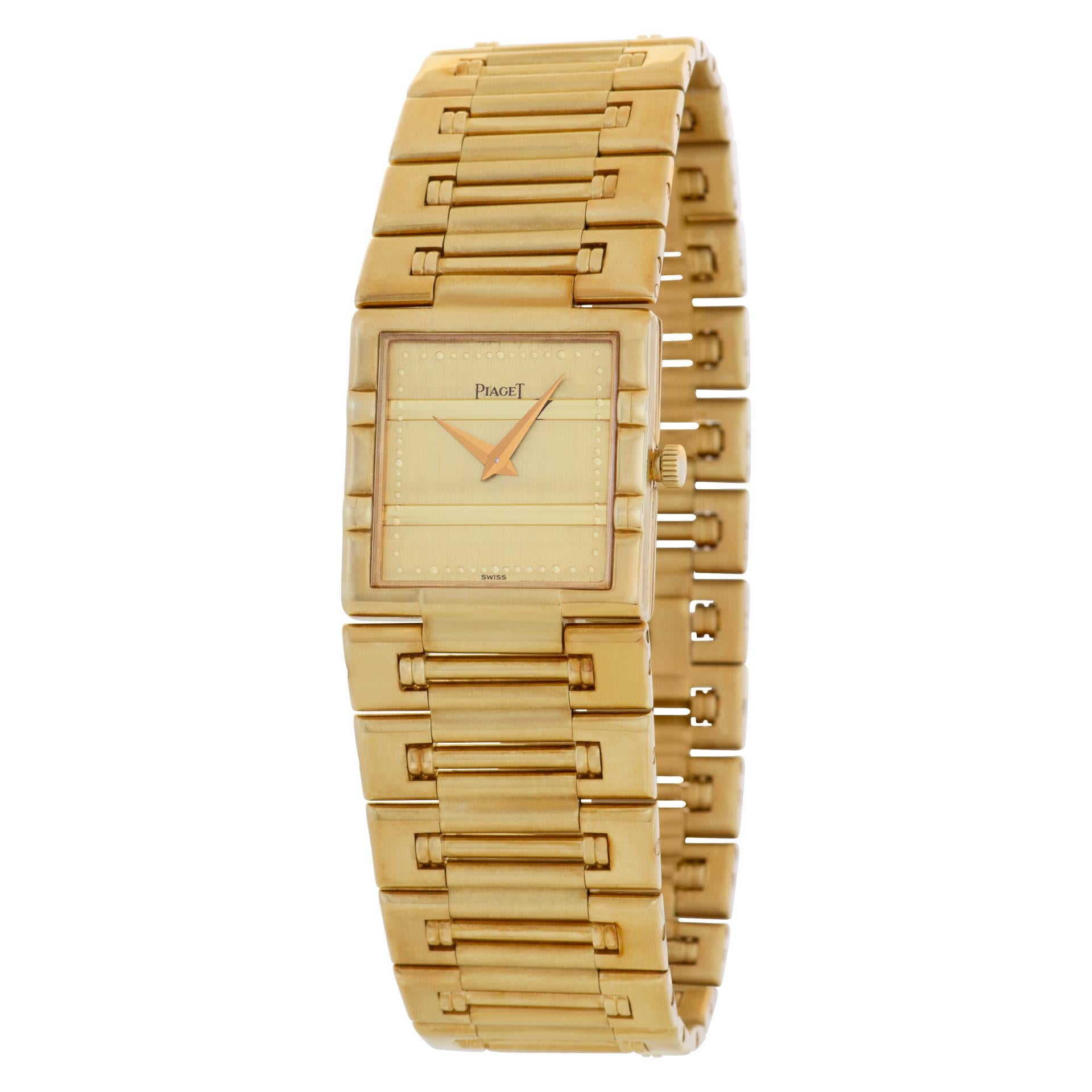 Piaget Dancer in 18k. Quartz. 23 mm case size. With papers. Ref 80317K81. Circa 1990's Fine Pre-owned Piaget Watch. Certified preowned Classic Piaget Dancer 80317K81 watch is made out of yellow gold on a 18k bracelet with a 18k Clasp buckle. This
