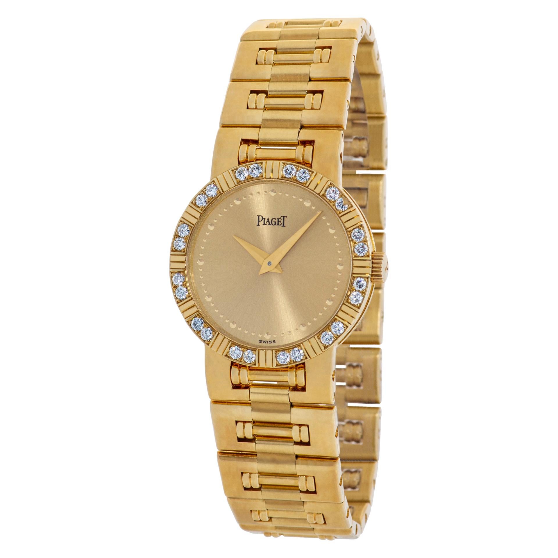 Piaget Dancer with original diamond bezel in 18k yellow gold. Quartz. Ref 90564K81. 23mm case size. With papers. 6.25