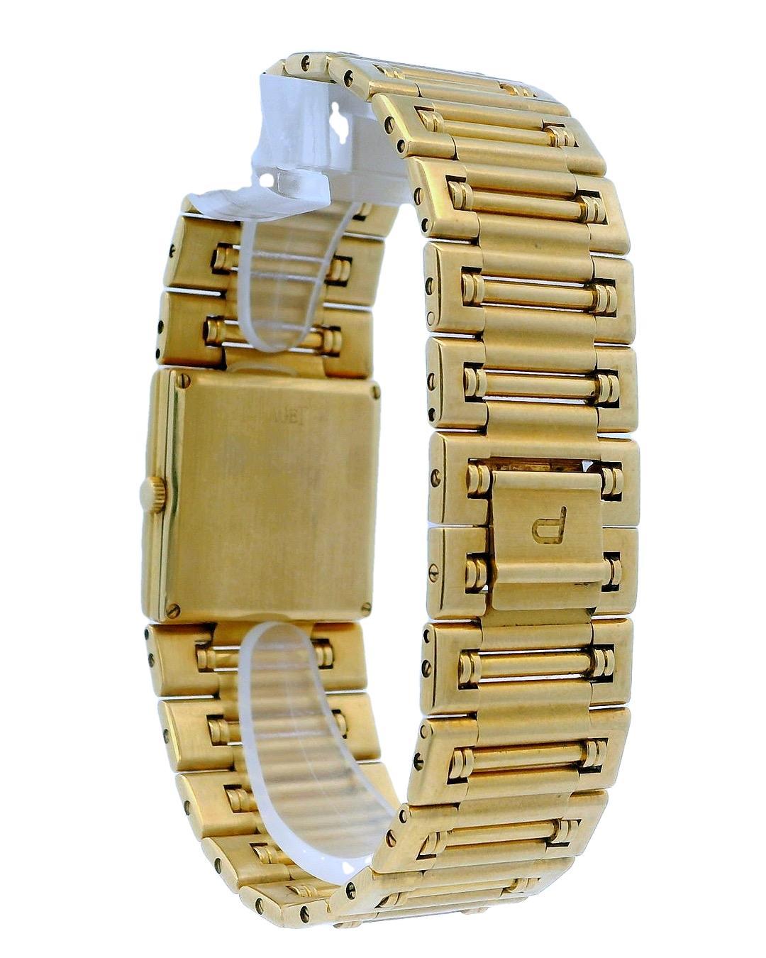 Women's or Men's Piaget Dancer 80327K81 18K Gold Onyx Diamond Dial Quartz Watch For Sale