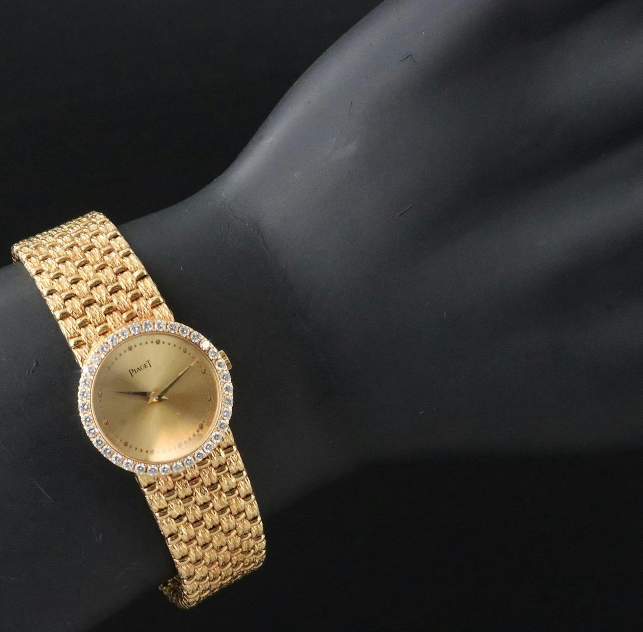 Round Cut Piaget Dancer 9706 D23 Diamond Set
18K Gold 24mm Manual-Wind Watch For Sale