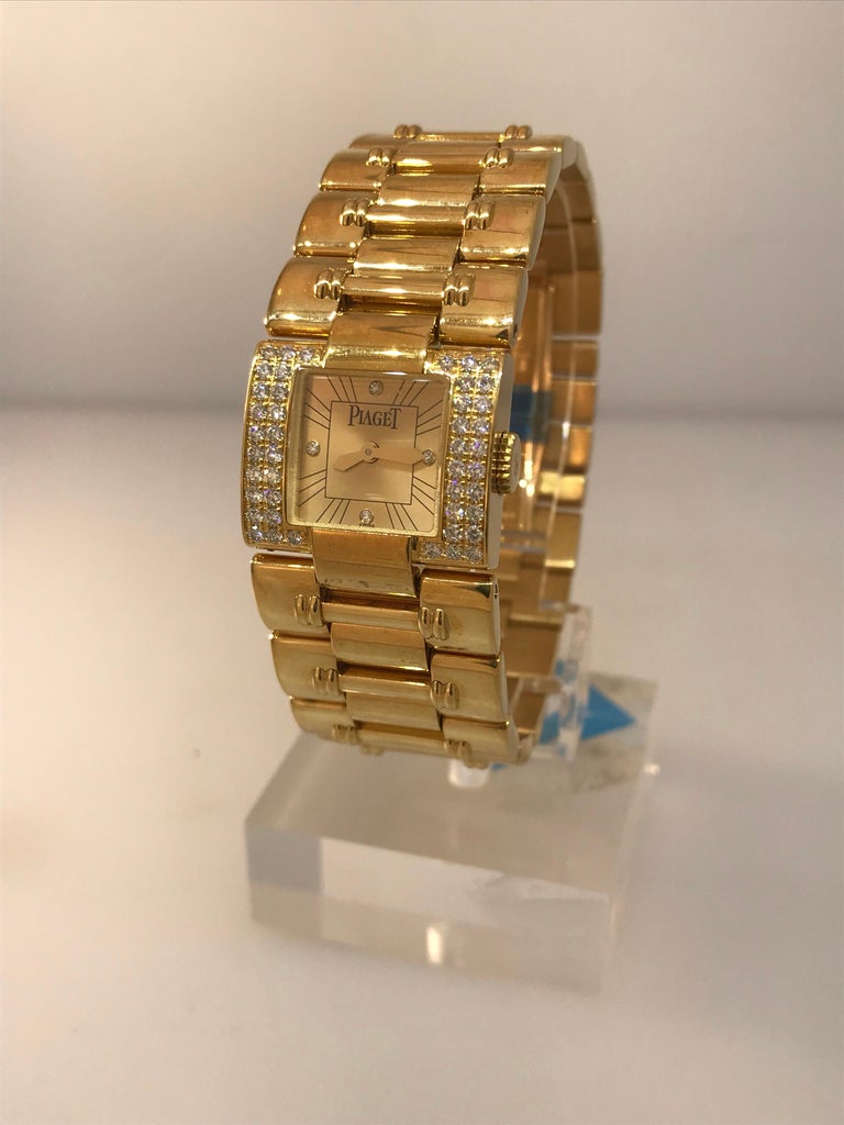 Piaget Dancer Carre Yellow Gold and Diamond Ladies Bracelet Watch 50011 ...