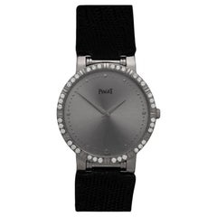 Vintage PIAGET DANCER Mens Watch 18K White Gold & Factory Piaget Diamonds - Mint