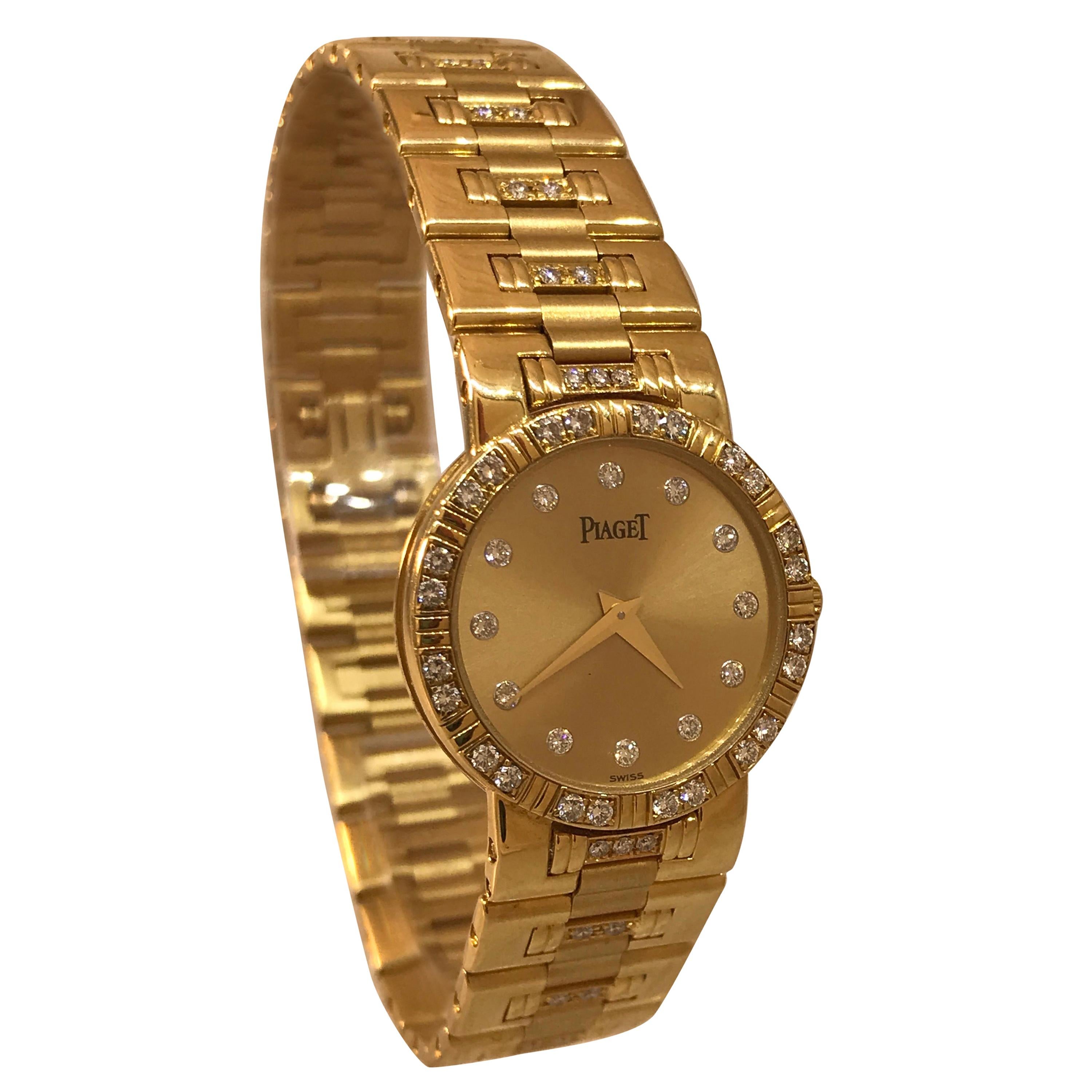 Piaget Dancer Yellow Gold Diamond Bezel Dial and Bracelet Ladies Watch 80564k818 For Sale