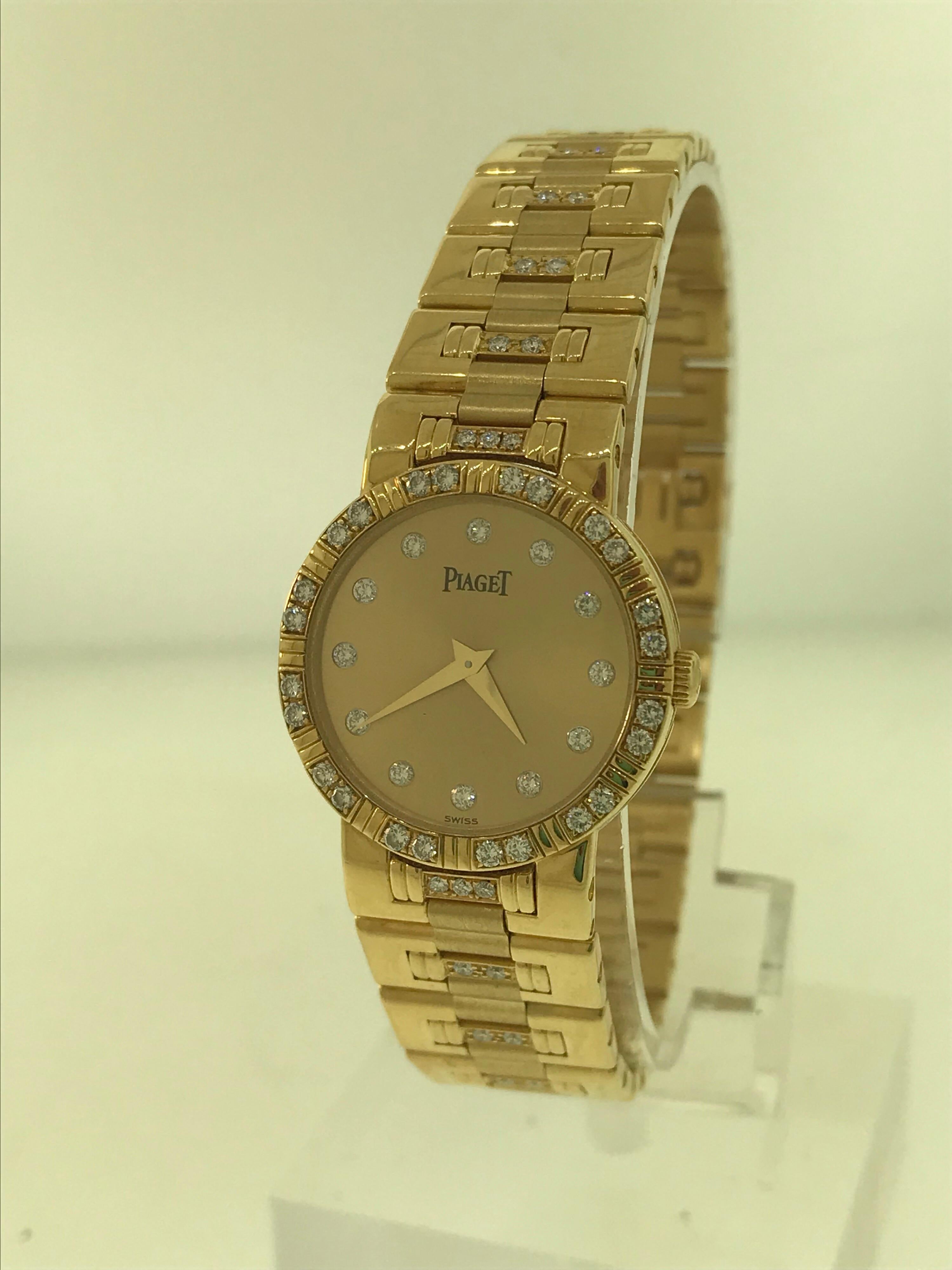 Piaget Dancer Yellow Gold Diamond Bezel Dial and Bracelet Ladies Watch 80564k818 For Sale 6
