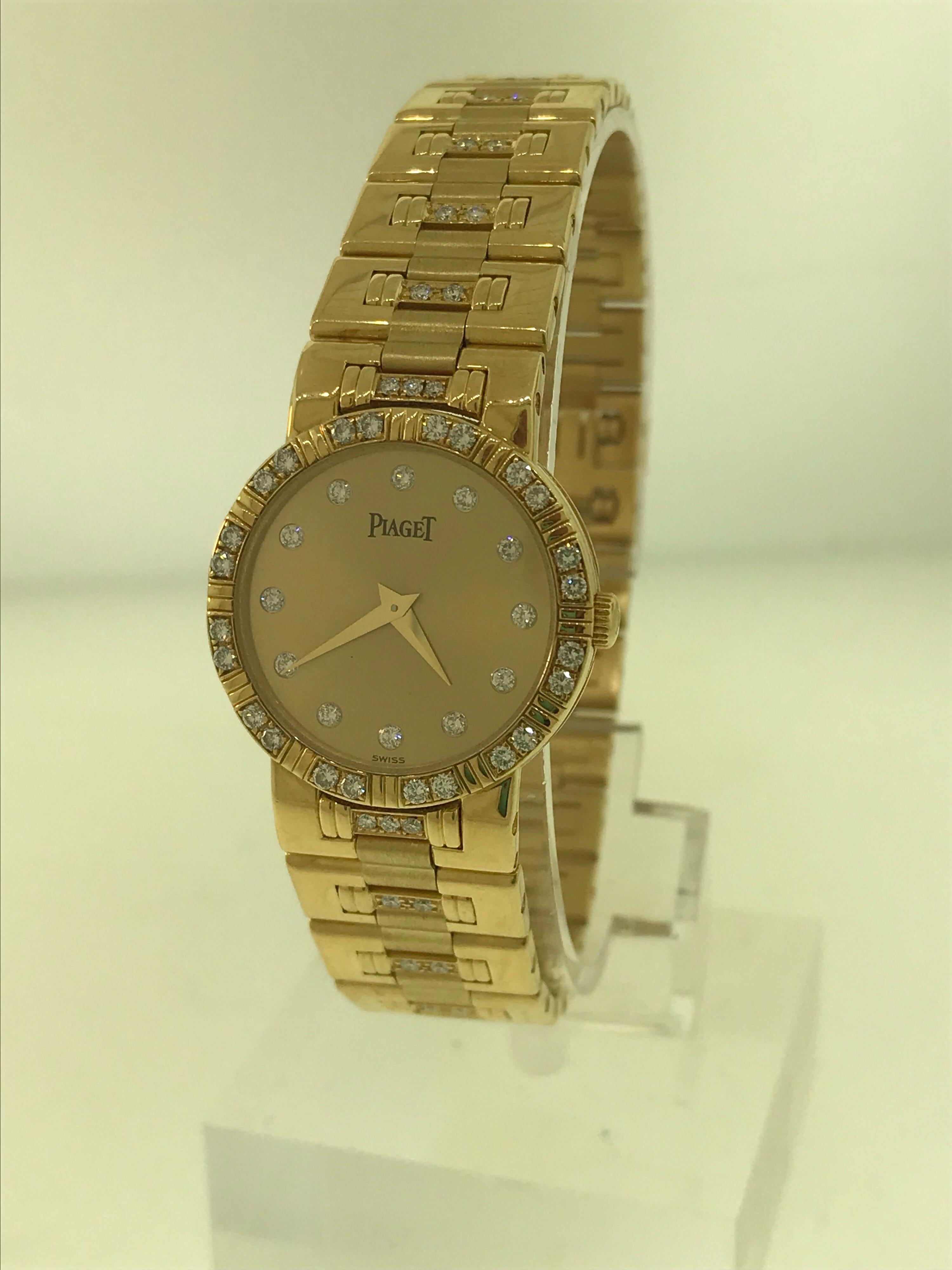 Piaget Dancer Yellow Gold Diamond Bezel Dial and Bracelet Ladies Watch 80564k818 For Sale 7