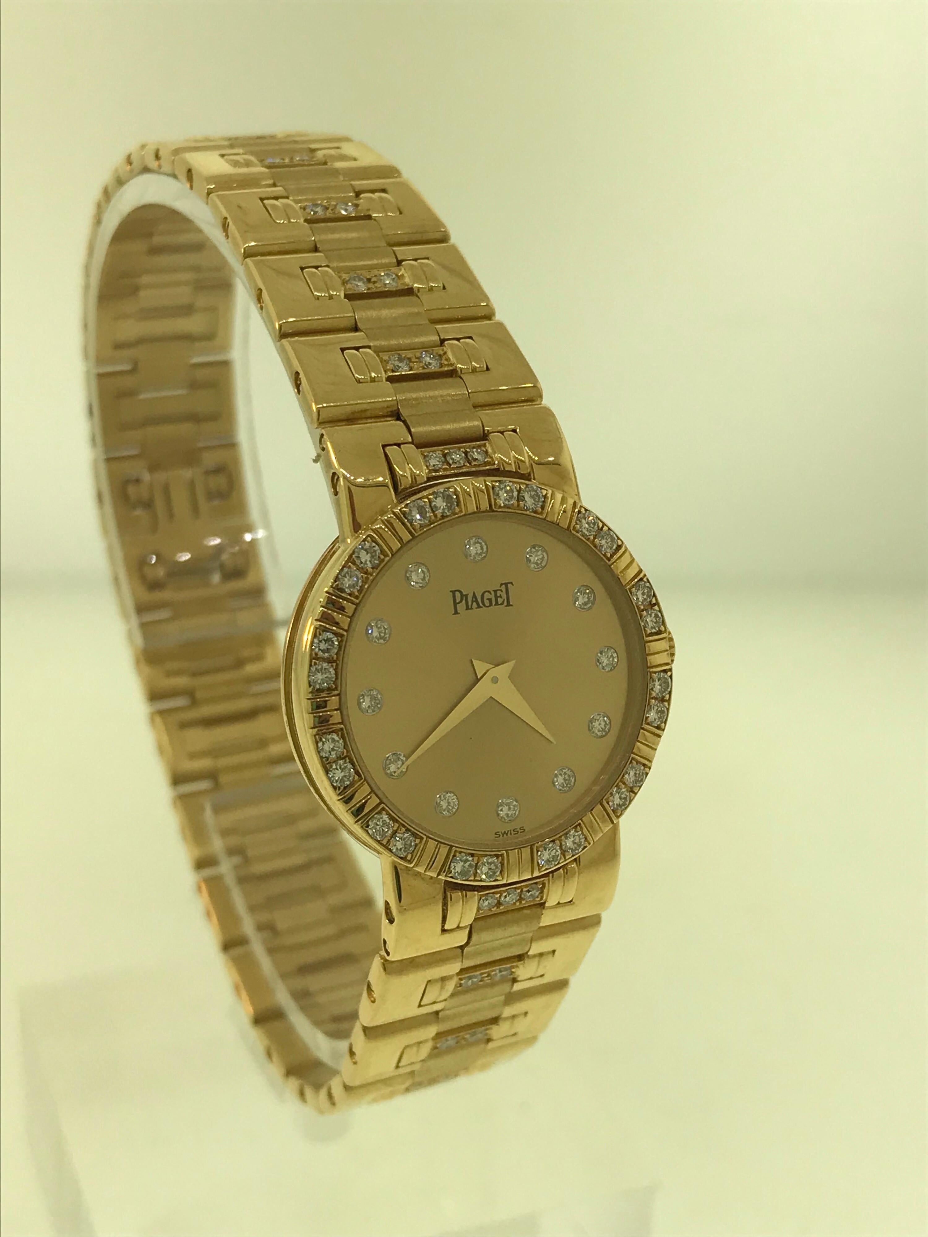 Piaget Dancer Yellow Gold Diamond Bezel Dial and Bracelet Ladies Watch 80564k818 For Sale 8
