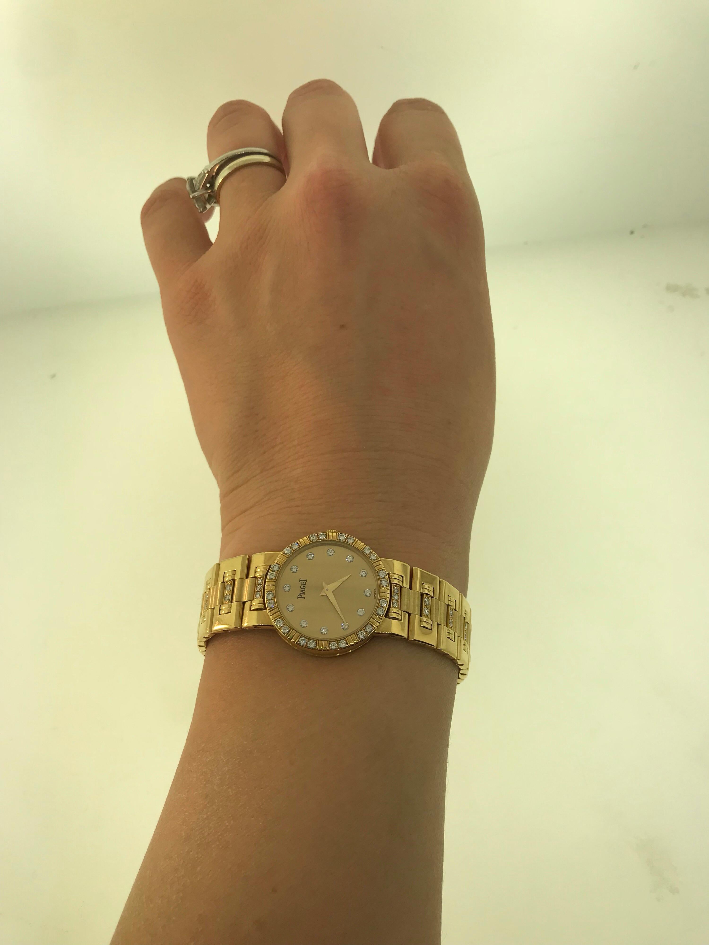 Piaget Dancer Yellow Gold Diamond Bezel Dial and Bracelet Ladies Watch 80564k818 For Sale 9