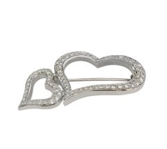 Piaget Diamond 18k White Gold 2-Heart Brooch