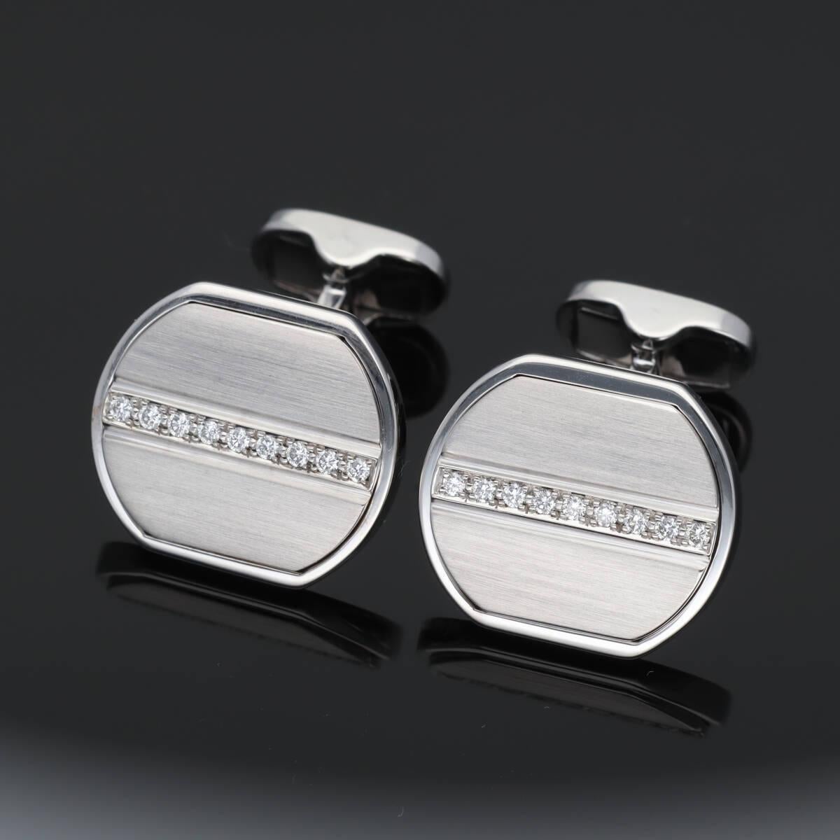 Boutons de manchette en or blanc 18K avec diamants de Piaget en vente 5