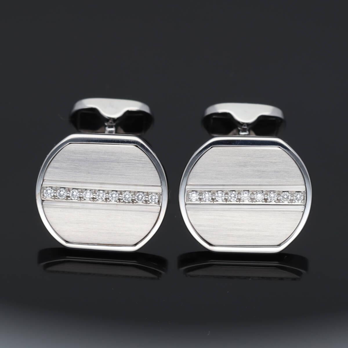 Boutons de manchette en or blanc 18K avec diamants de Piaget en vente 6