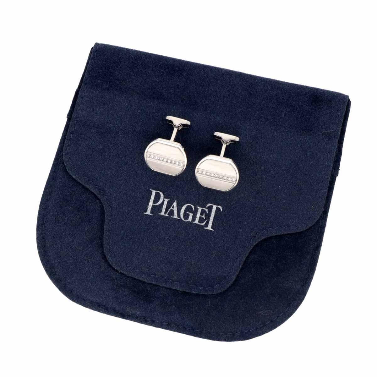 Boutons de manchette en or blanc 18K avec diamants de Piaget en vente 3