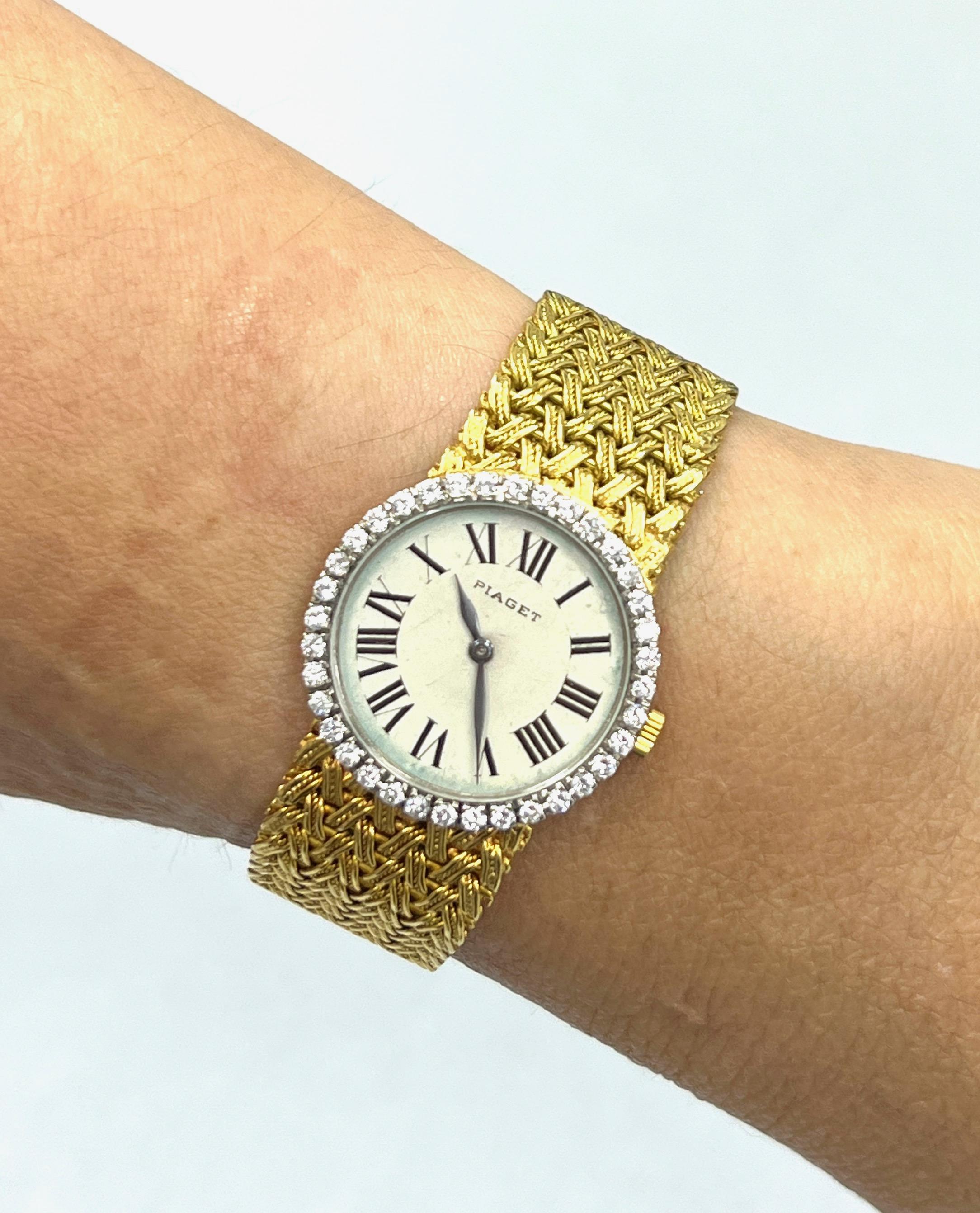 Montre-bracelet pour dame en or jaune 18k avec diamants Piaget en vente 9