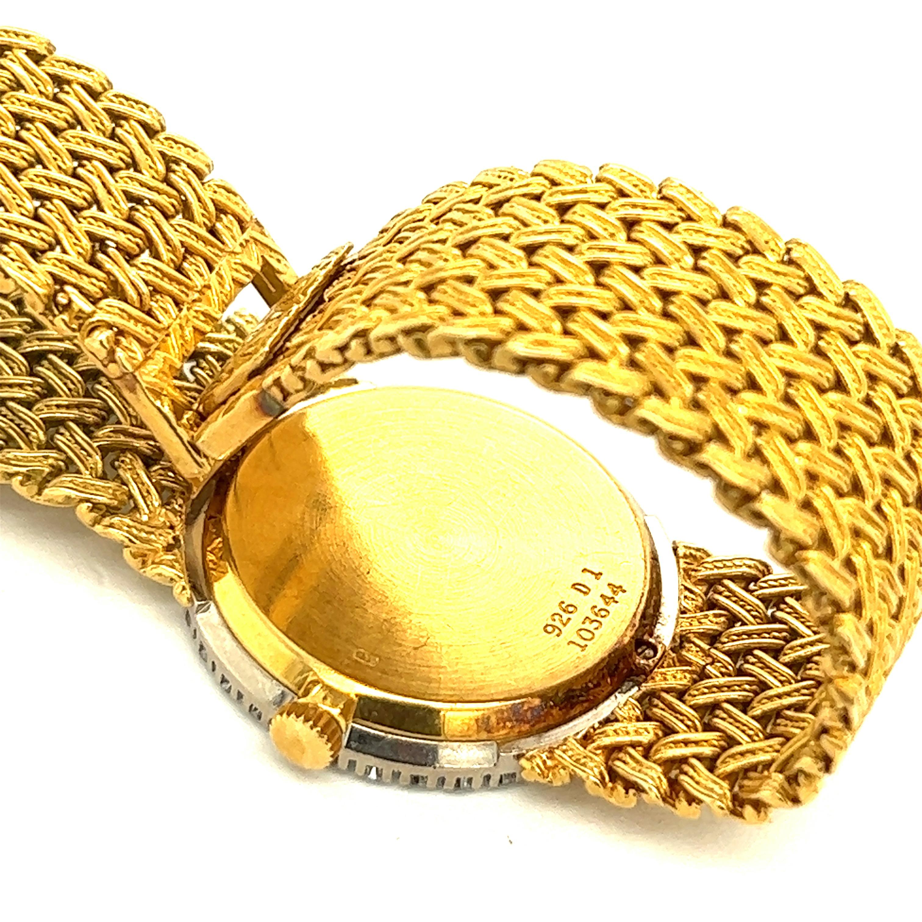 Women's Piaget Diamond 18k Yellow Gold Lady's Wristwatch For Sale