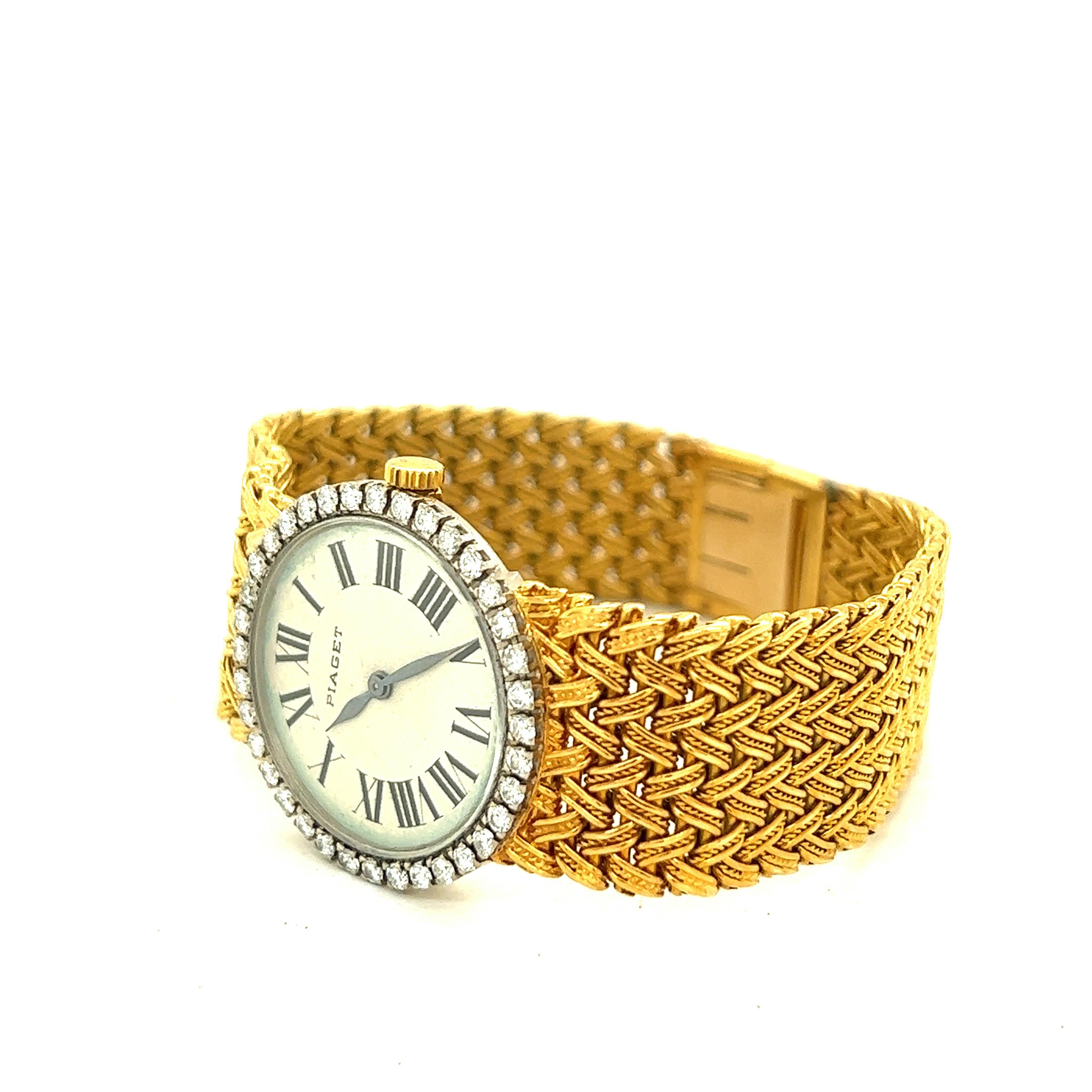 Montre-bracelet pour dame en or jaune 18k avec diamants Piaget en vente 3