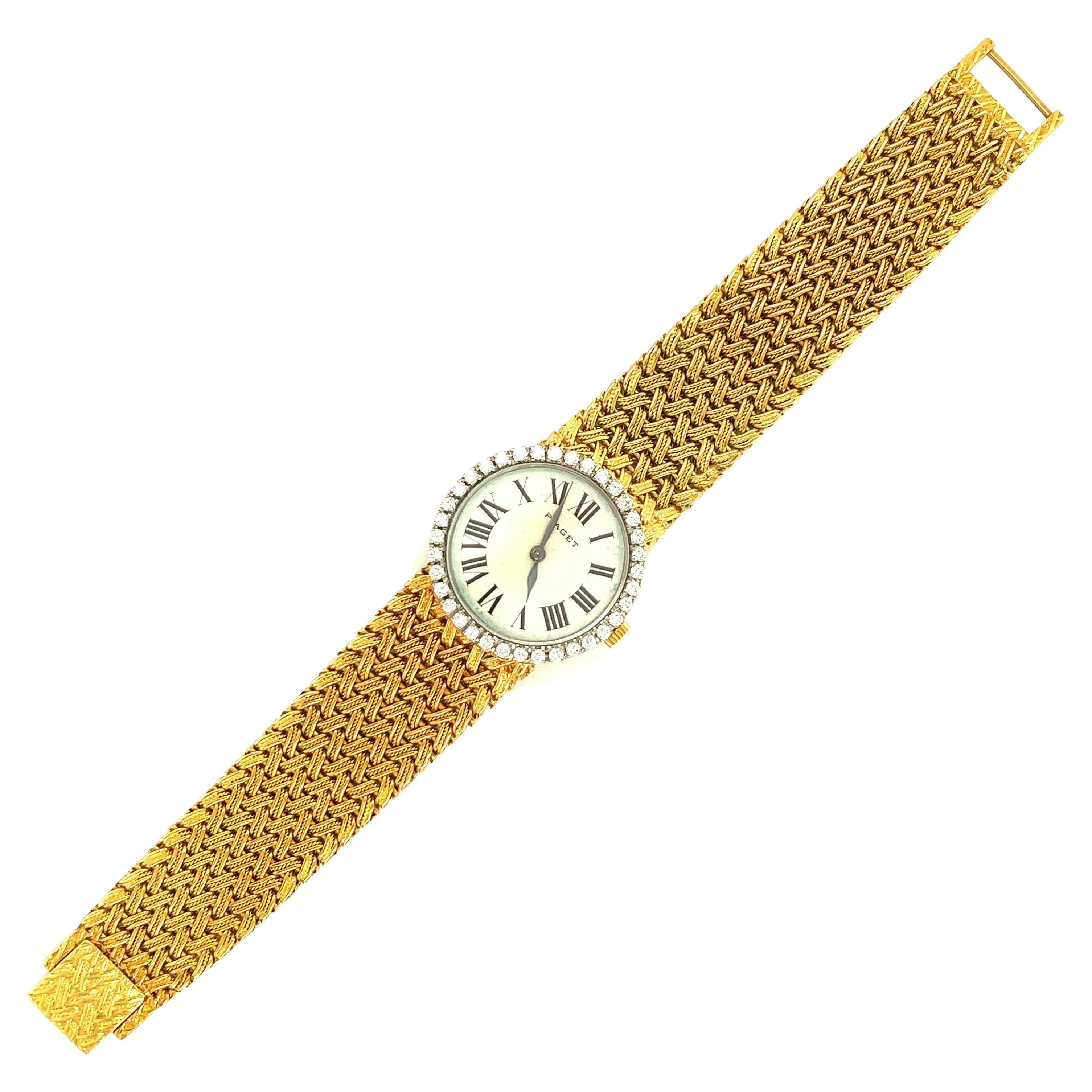 Montre-bracelet pour dame en or jaune 18k avec diamants Piaget en vente