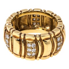 Piaget Diamond 18K Yellow Gold Wide Band Ring Size 53