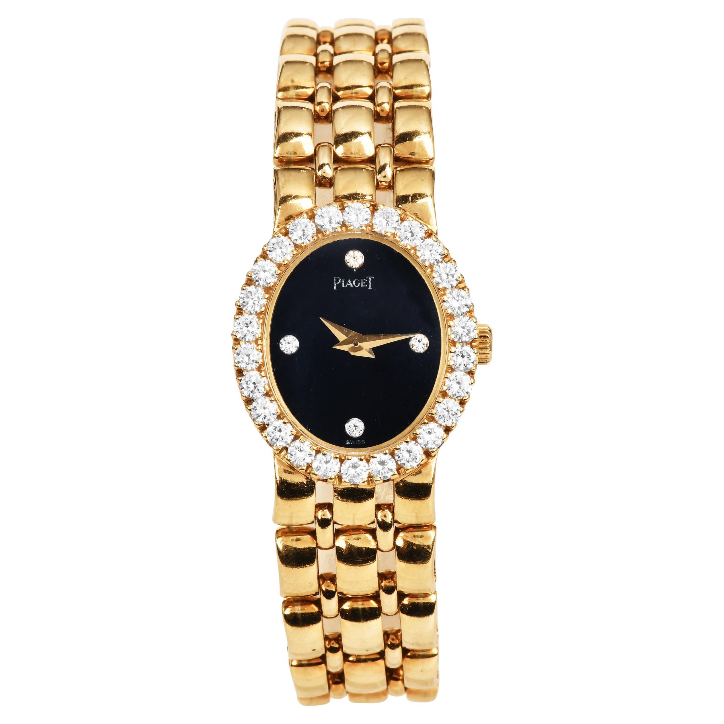Montre habillée Piaget Diamond 19mm Oval Black Dial 18K Gold