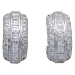 Vintage Piaget Diamond and 18k White Gold Hoop Earrings