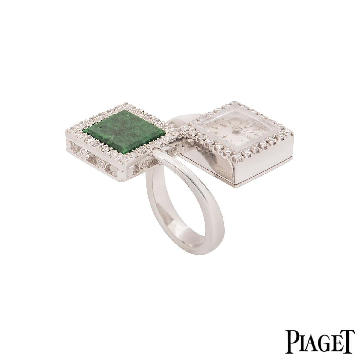 Piaget Diamond and Jade Ring Watch In Good Condition In London, GB