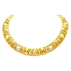 Piaget Diamond and Pearl Choker Necklace in 18k