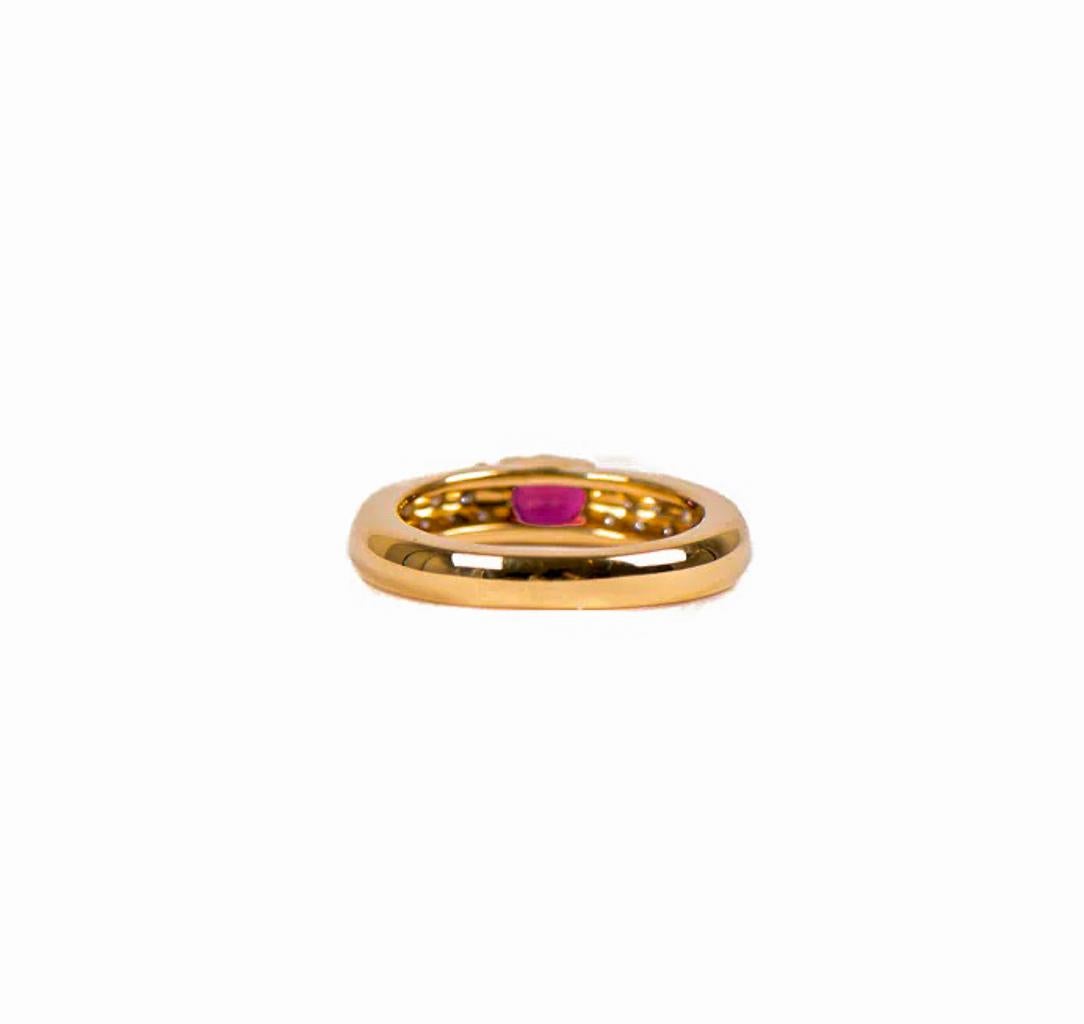 Brilliant Cut Piaget Diamond and Ruby Ring 18 Karat Yellow Gold For Sale