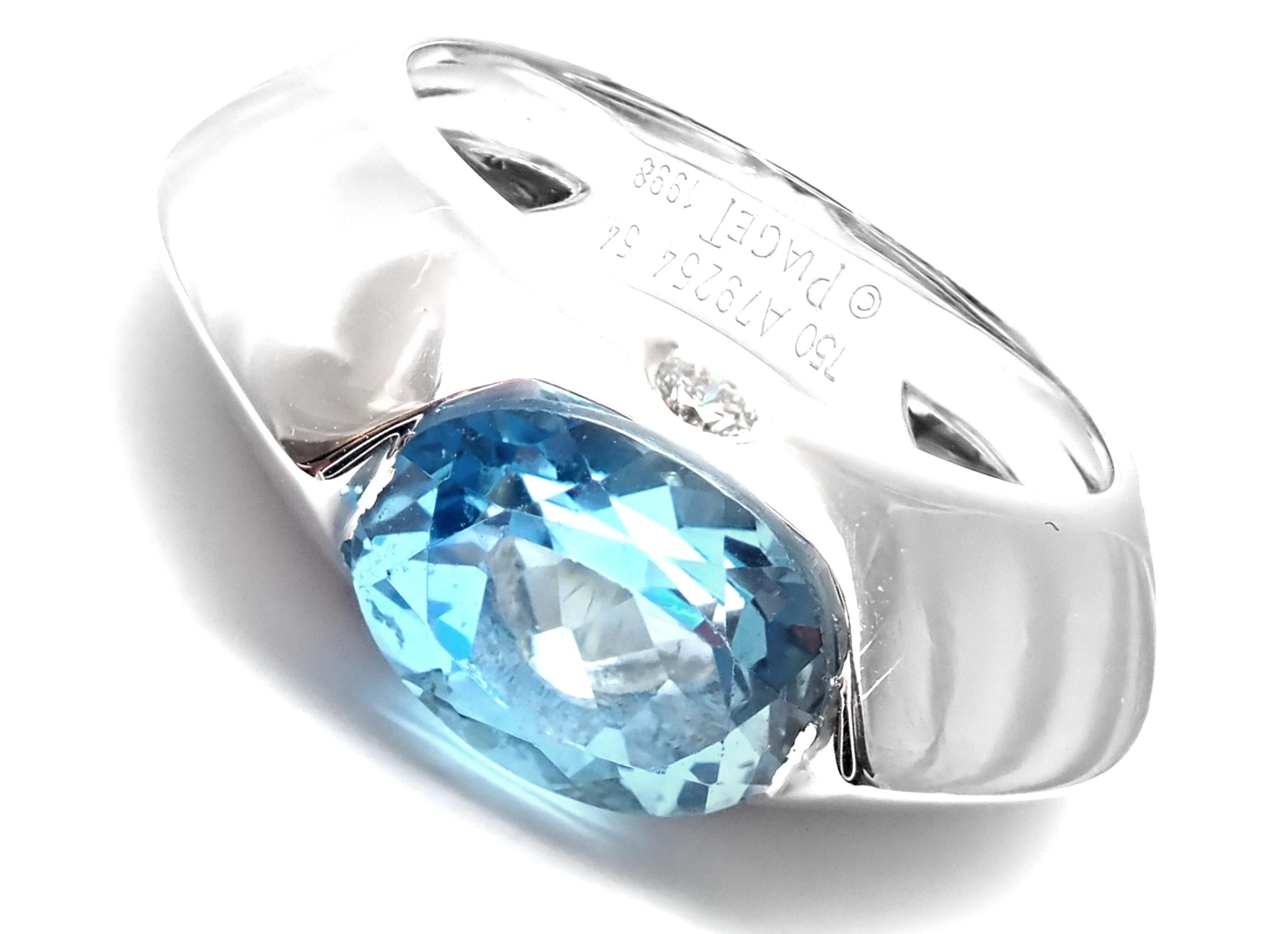 Piaget Diamond Blue Topaz White Gold Band Ring For Sale 1