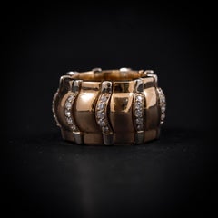 Piaget Diamond Bombe Wide Band Ring 19.2K Portuguese Special Gold Vintage 1990