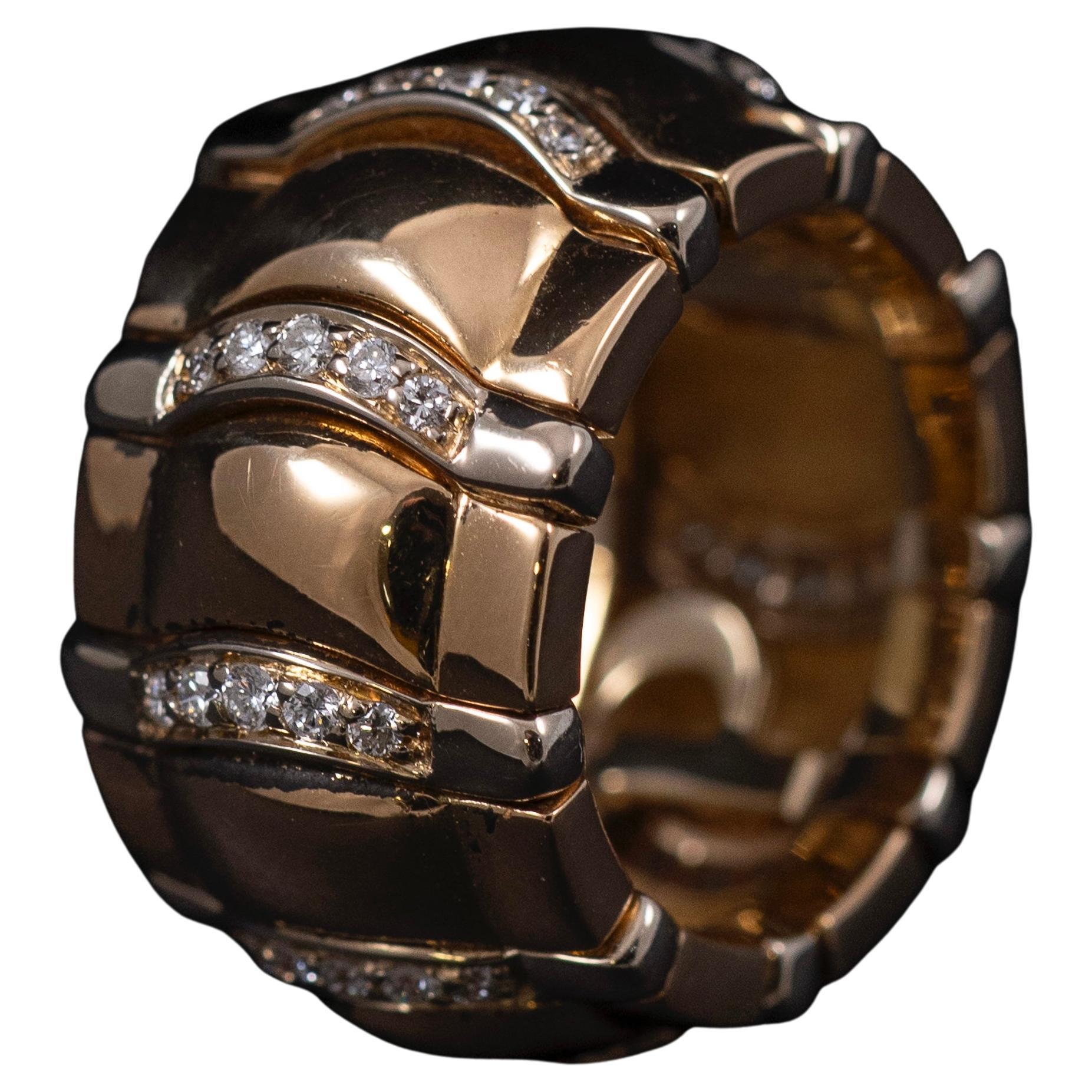 Piaget Diamond Bombe Wide Band Ring 19.2K Portuguese Special Gold Vintage 1990s For Sale