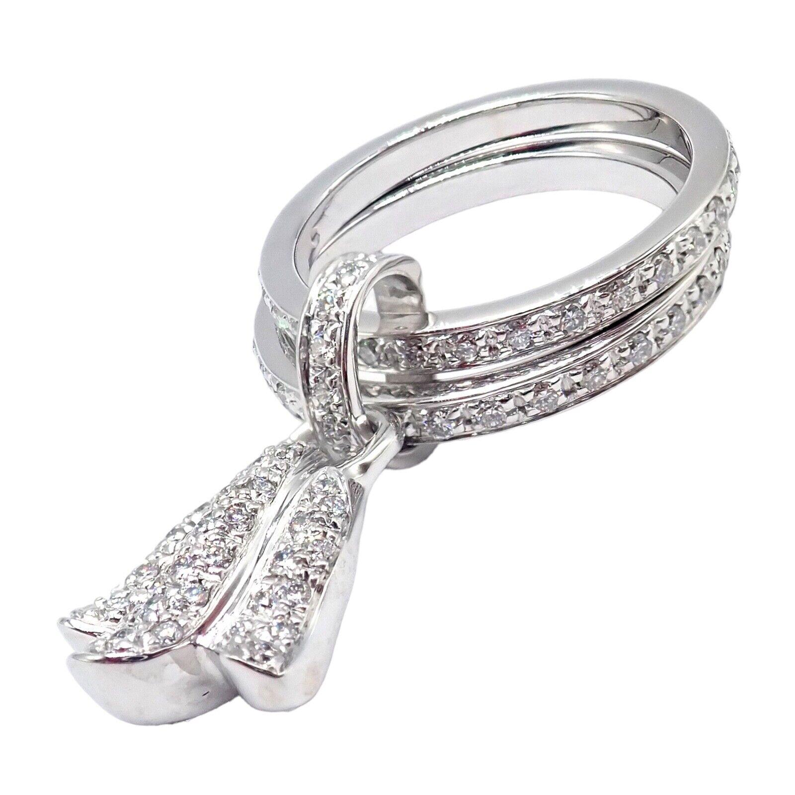 Taille brillant Piaget Bague à double anneau fleur en or blanc et diamants en vente
