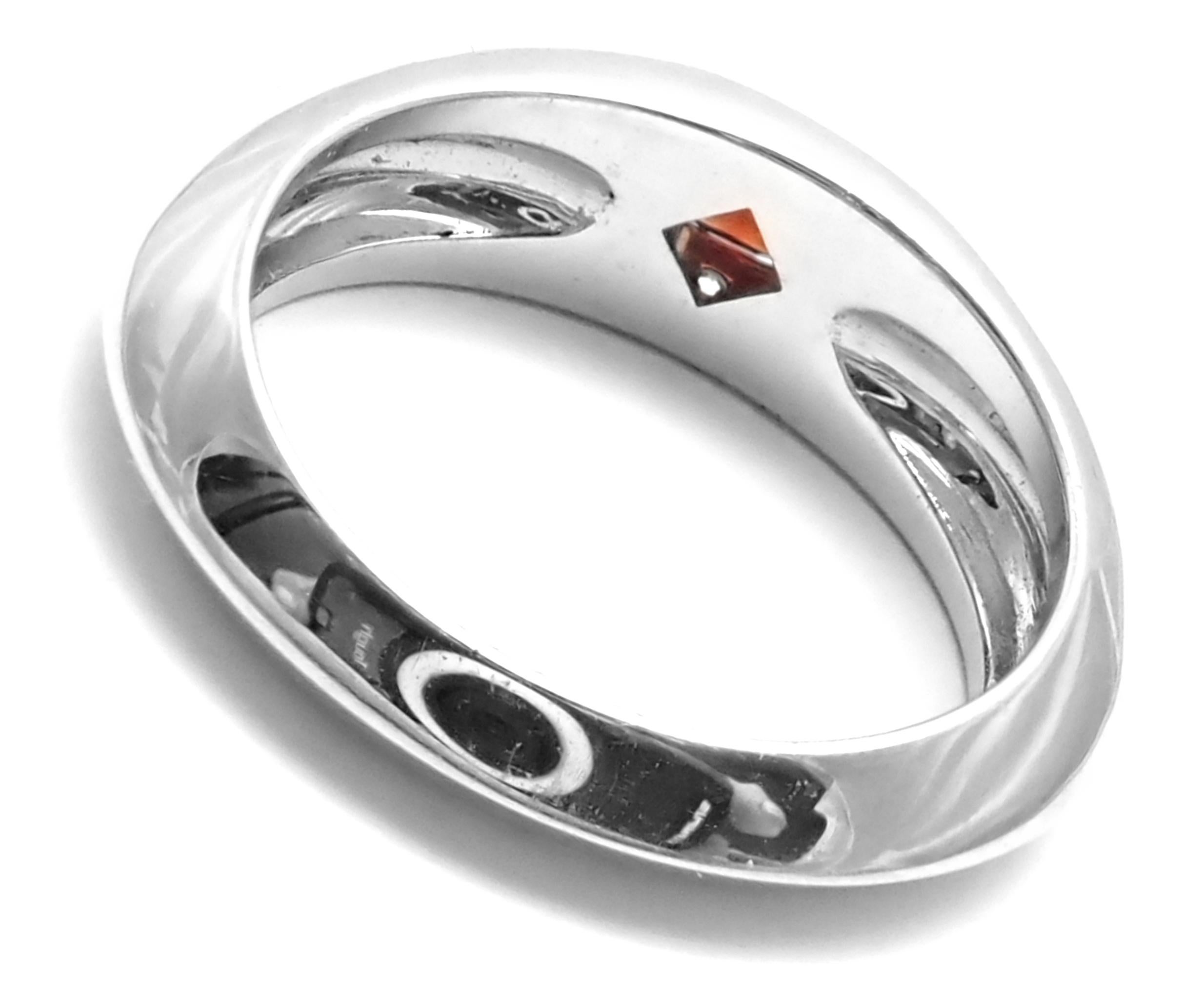 Piaget Diamond Garnet Modern Dome White Gold Band Ring In Excellent Condition For Sale In Holland, PA