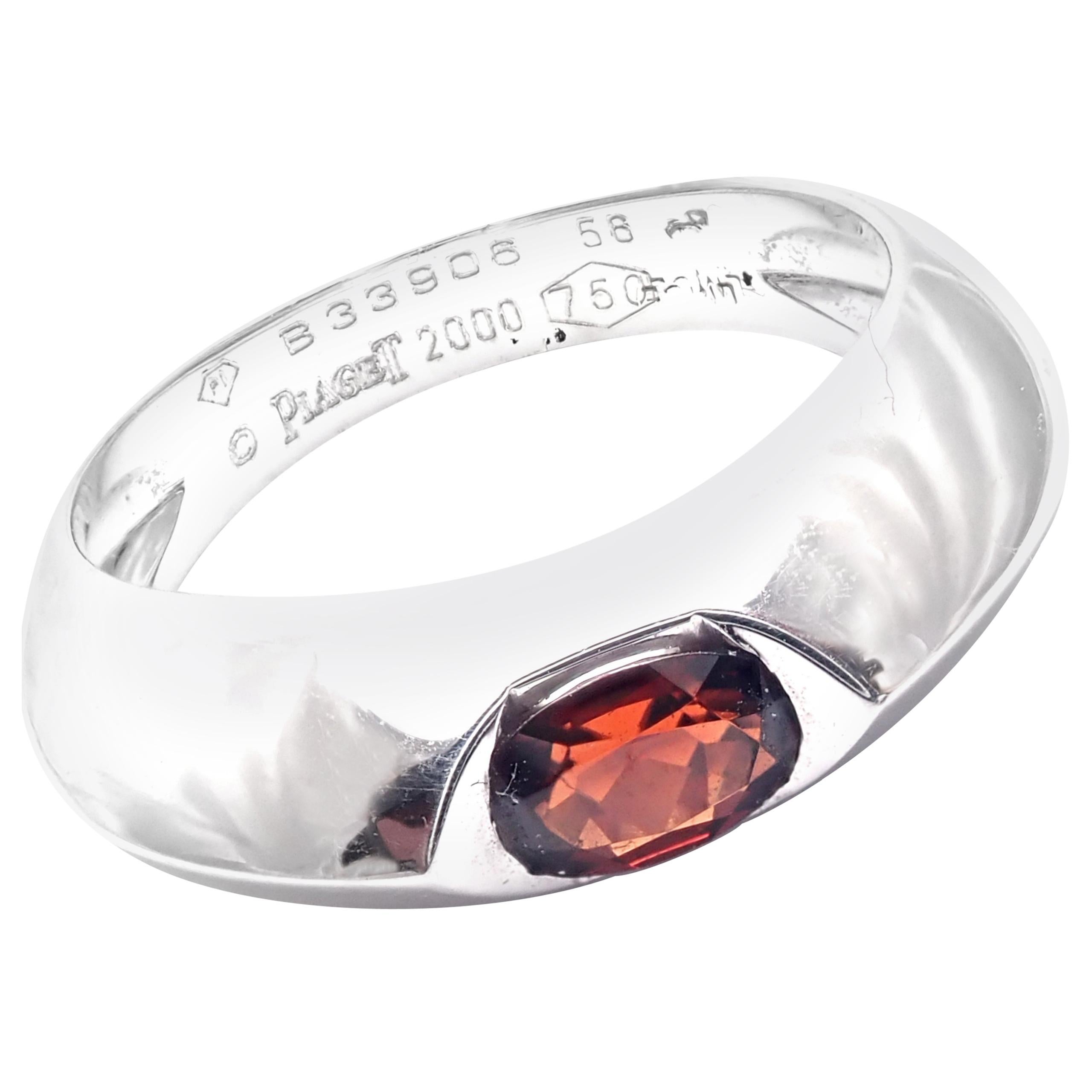 Piaget Diamond Garnet Modern Dome White Gold Band Ring