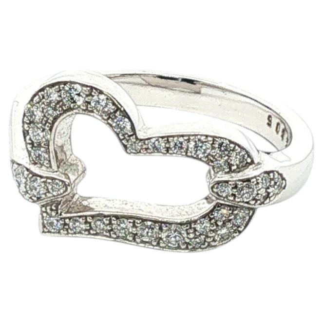 Piaget diamond heart ring in 18k white gold. For Sale