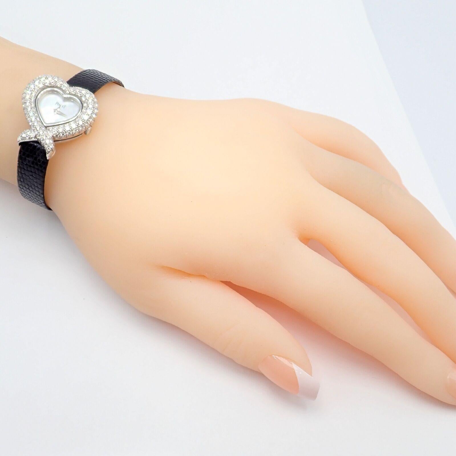 Women's or Men's Piaget Diamond Heart Shape Ladies White Gold Watch 5285