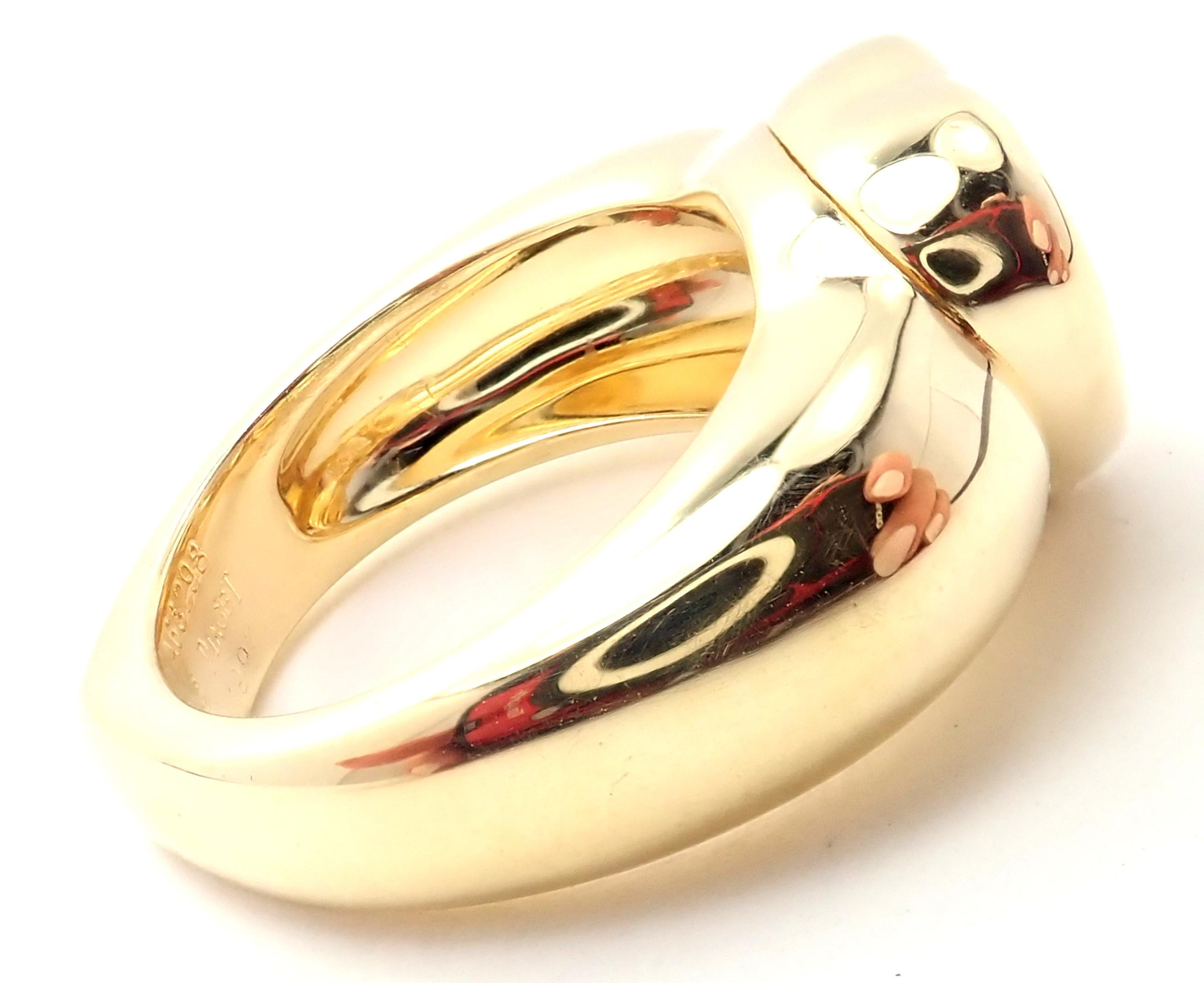 18k Yellow Gold Diamond Large Heart Ring by Piaget. 
With 18 brilliant round & marque cut diamonds VS1 clarity, G color total weight approximately .36ct
Details: 
Size: 56 or US 7.5
Width: 13mm
Weight: 15.5 grams
Stamped Hallmarks: Piaget 750 A68298