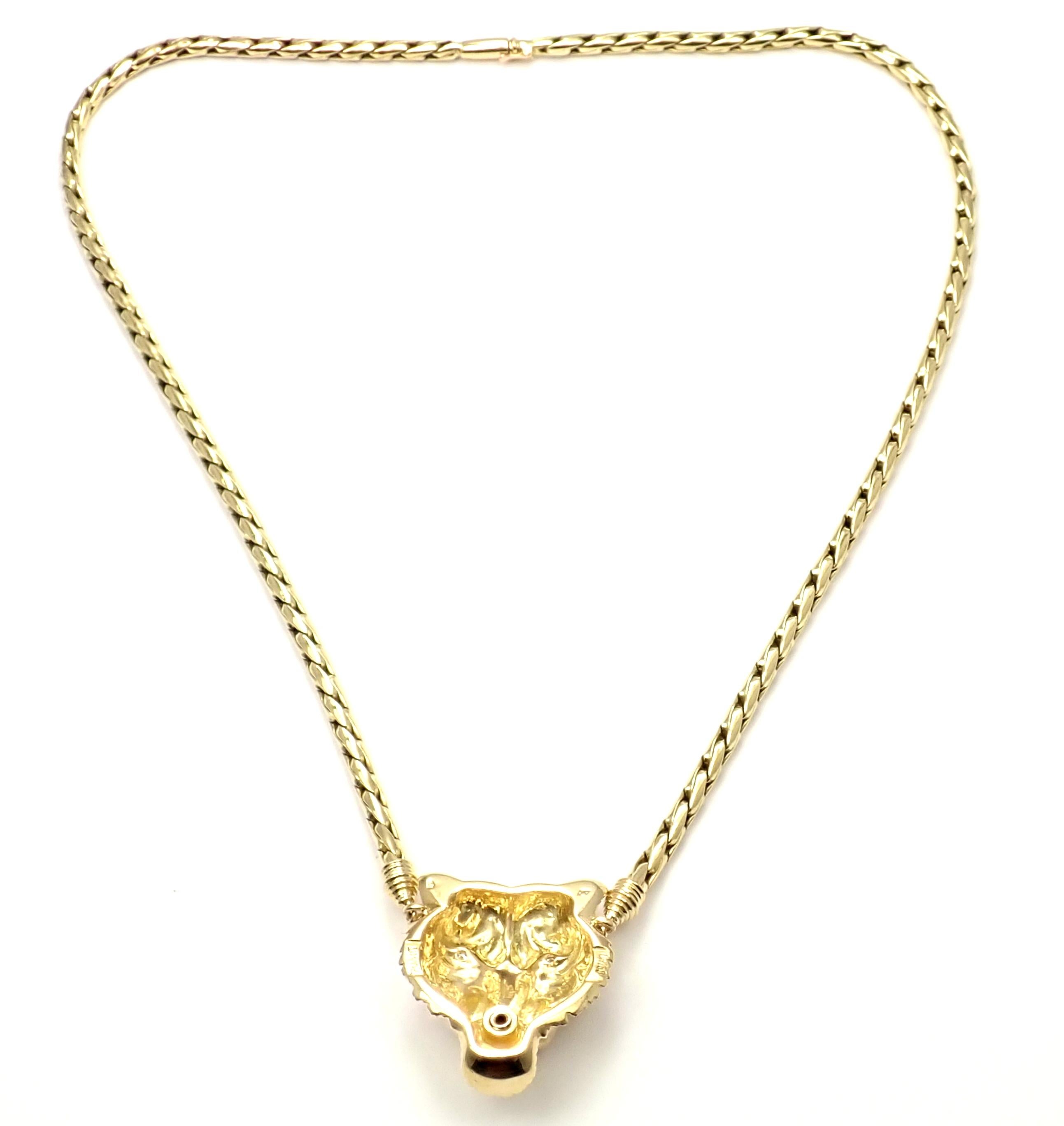 Women's or Men's Piaget Diamond Lion Pendant Link Yellow Gold Necklace