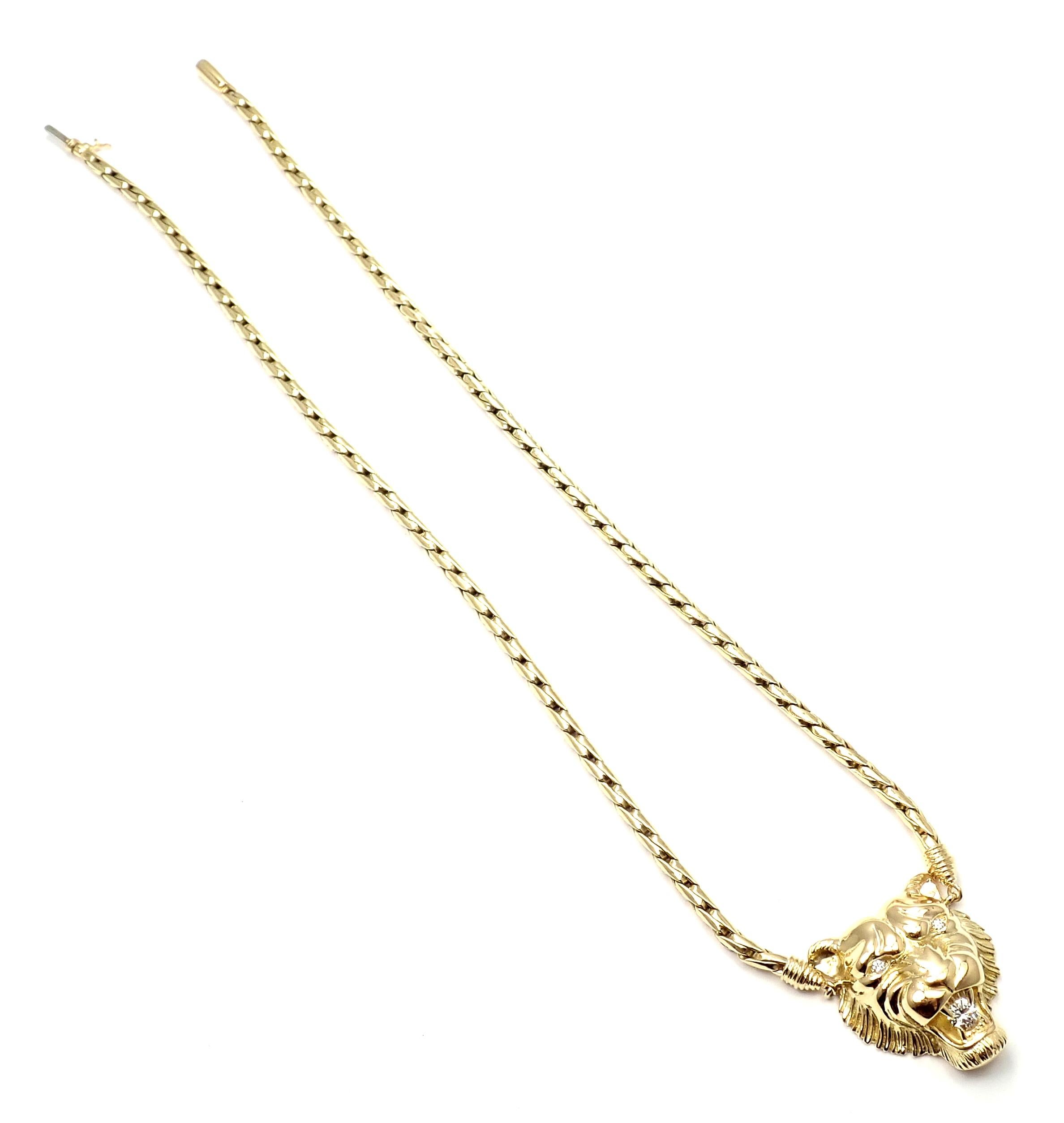 Piaget Diamond Lion Pendant Link Yellow Gold Necklace 1