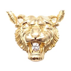 Piaget Diamond Lion Pendant Link Yellow Gold Necklace