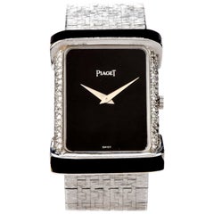 Piaget Diamant Onyx 18 Karat Weißgold Damenuhr