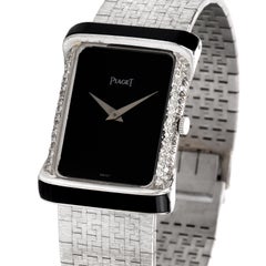 Piaget Diamond Onyx 18 Karat White Gold Women’s Watch