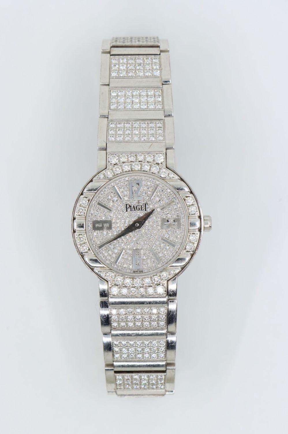 Round Cut Piaget Diamond Pave 28 mm Watch For Sale