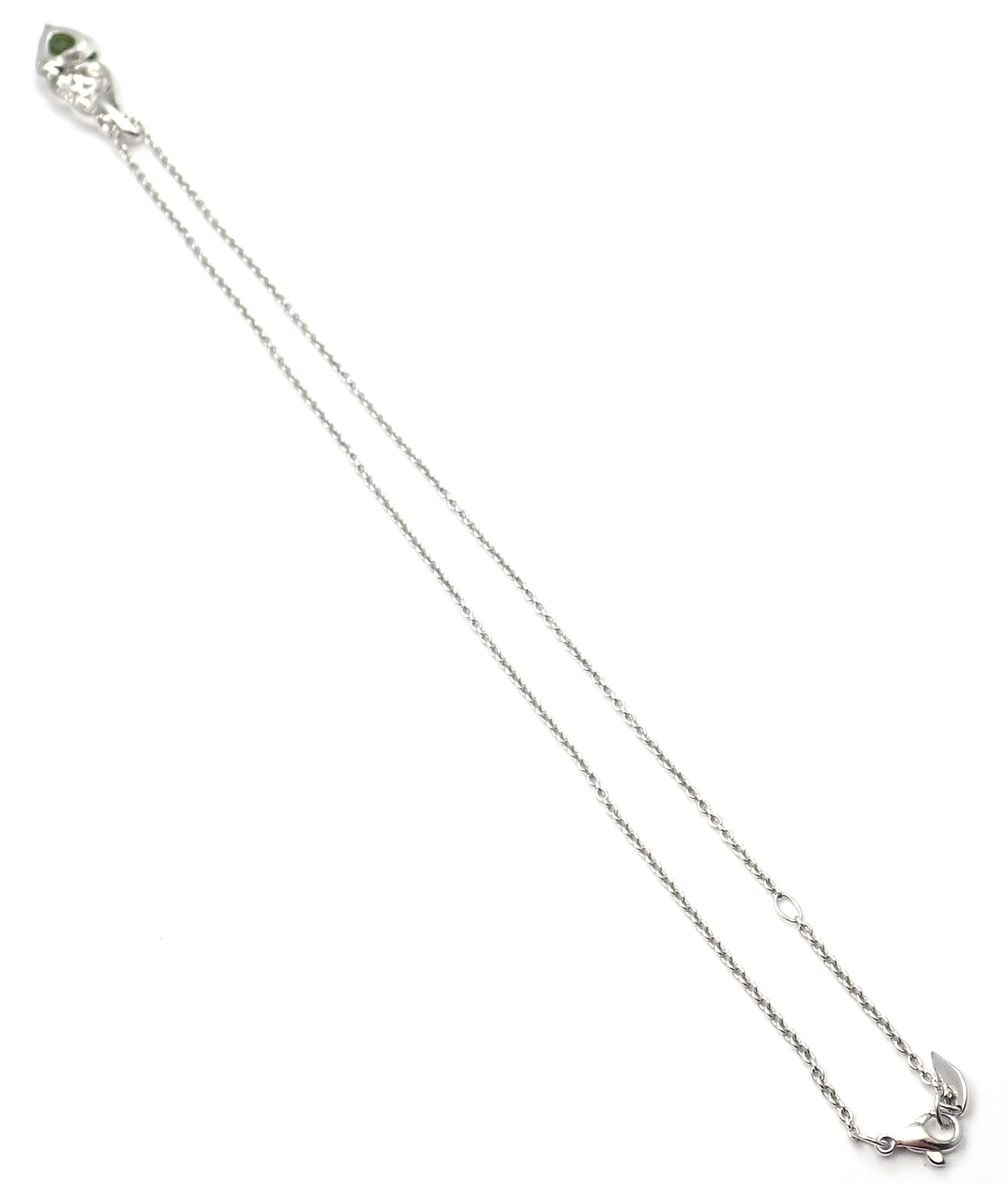 Piaget Halskette mit Diamant-Peridot-Herz-Anhänger aus Weißgold im Angebot 4