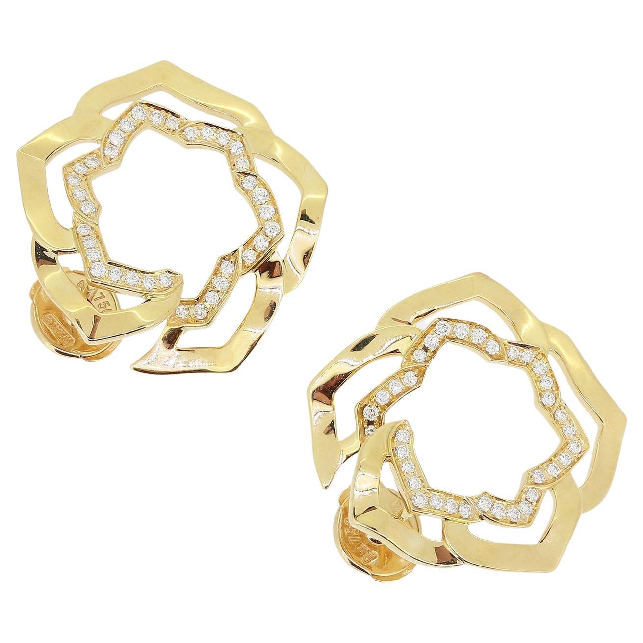 Piaget Diamond Rose Earrings For Sale