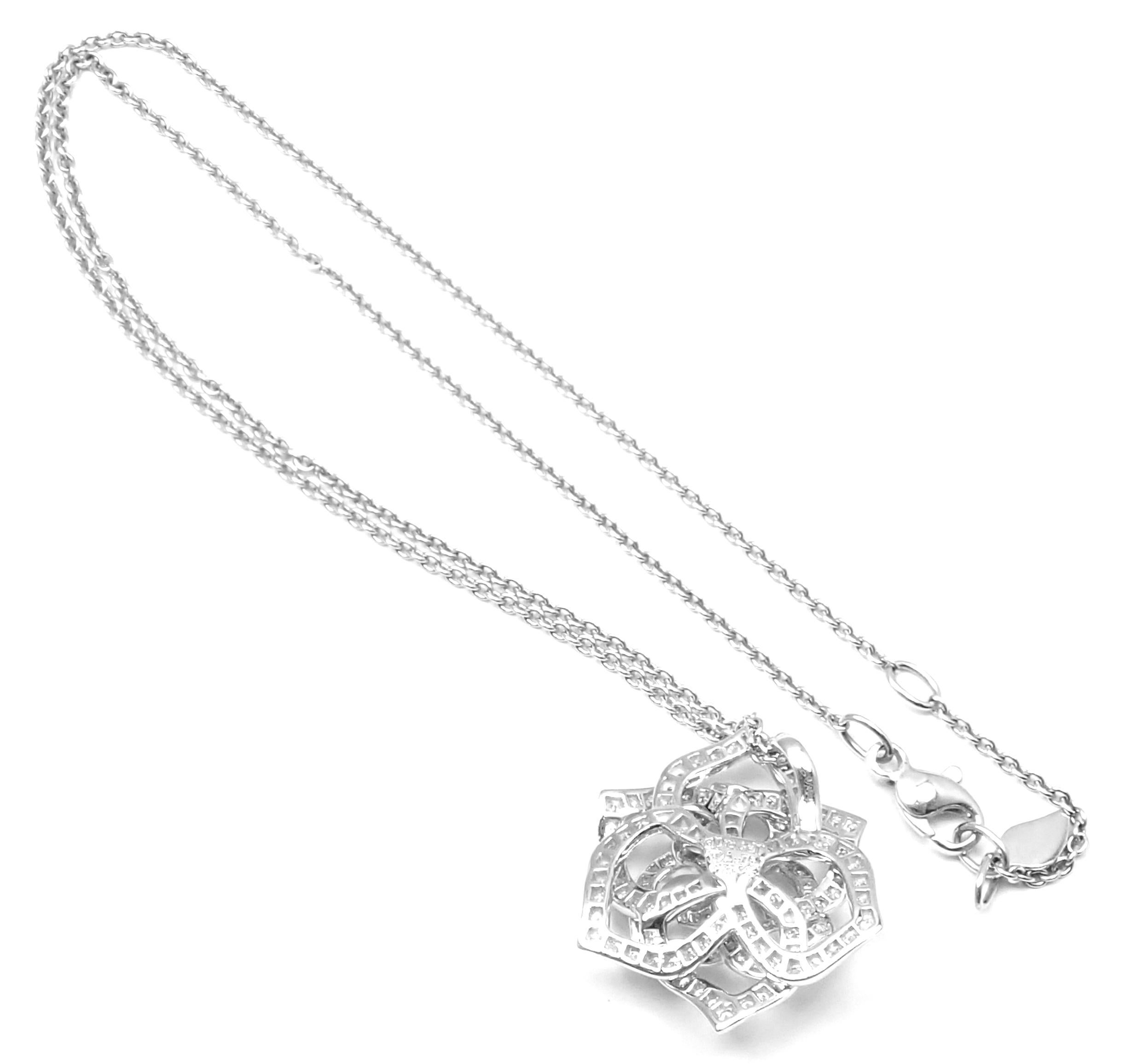 Piaget Diamond Rose Flower White Gold Pendant Necklace 3