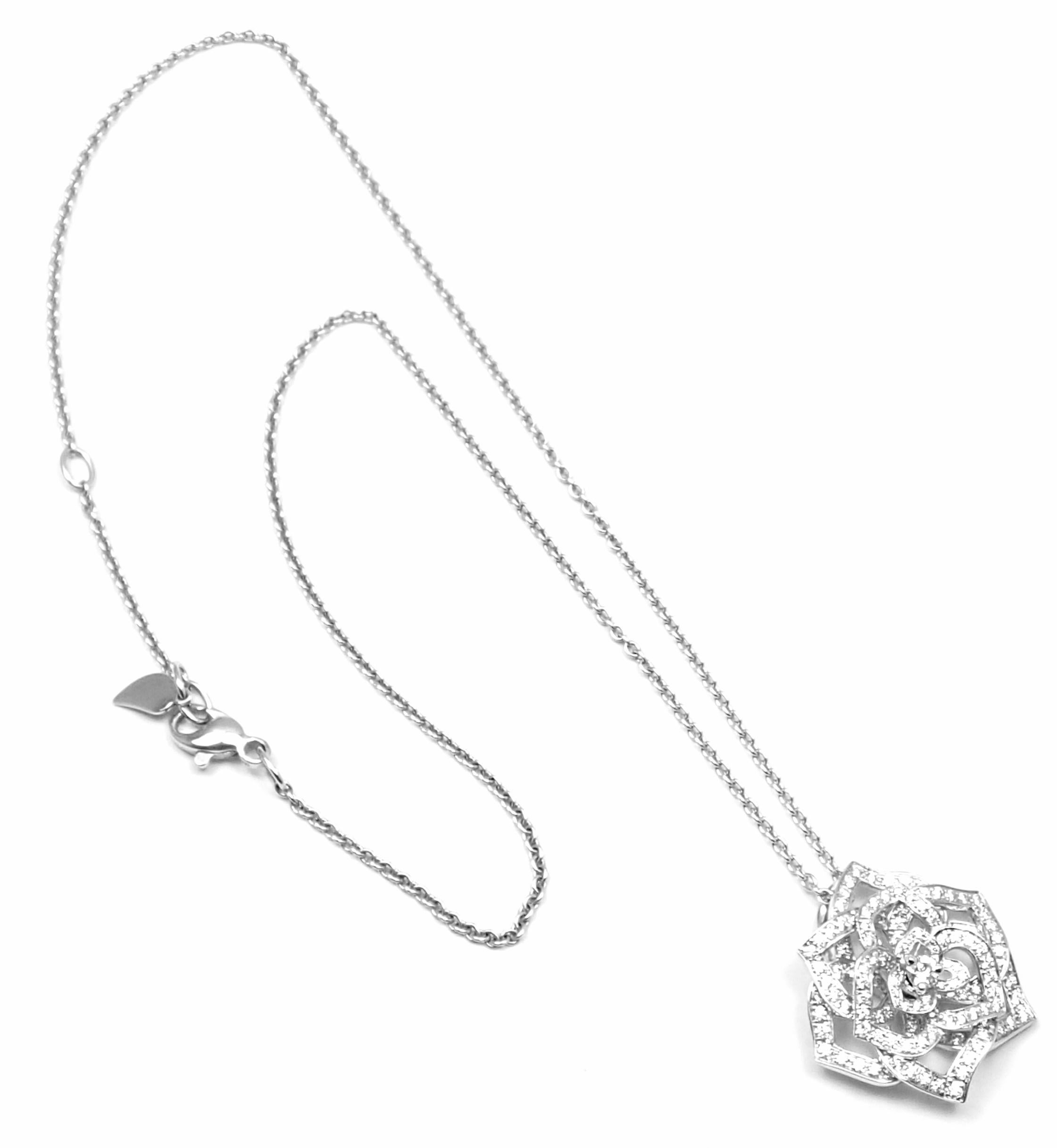 Piaget Diamond Rose Flower White Gold Pendant Necklace 1