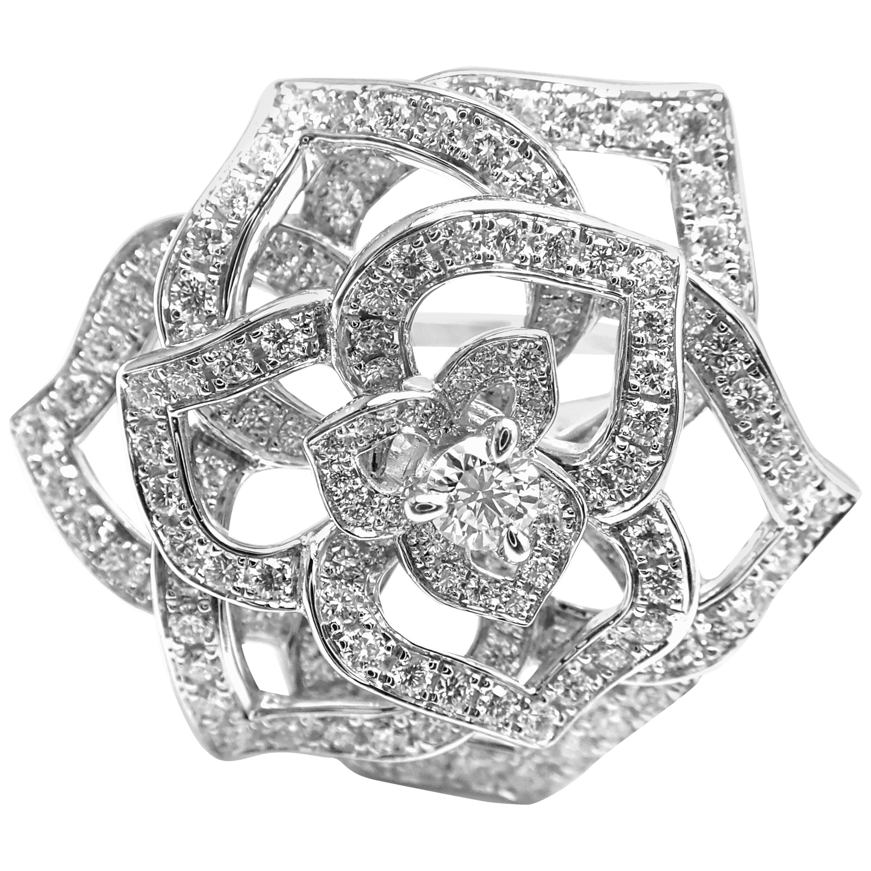 Piaget Diamond Rose Flower White Gold Ring