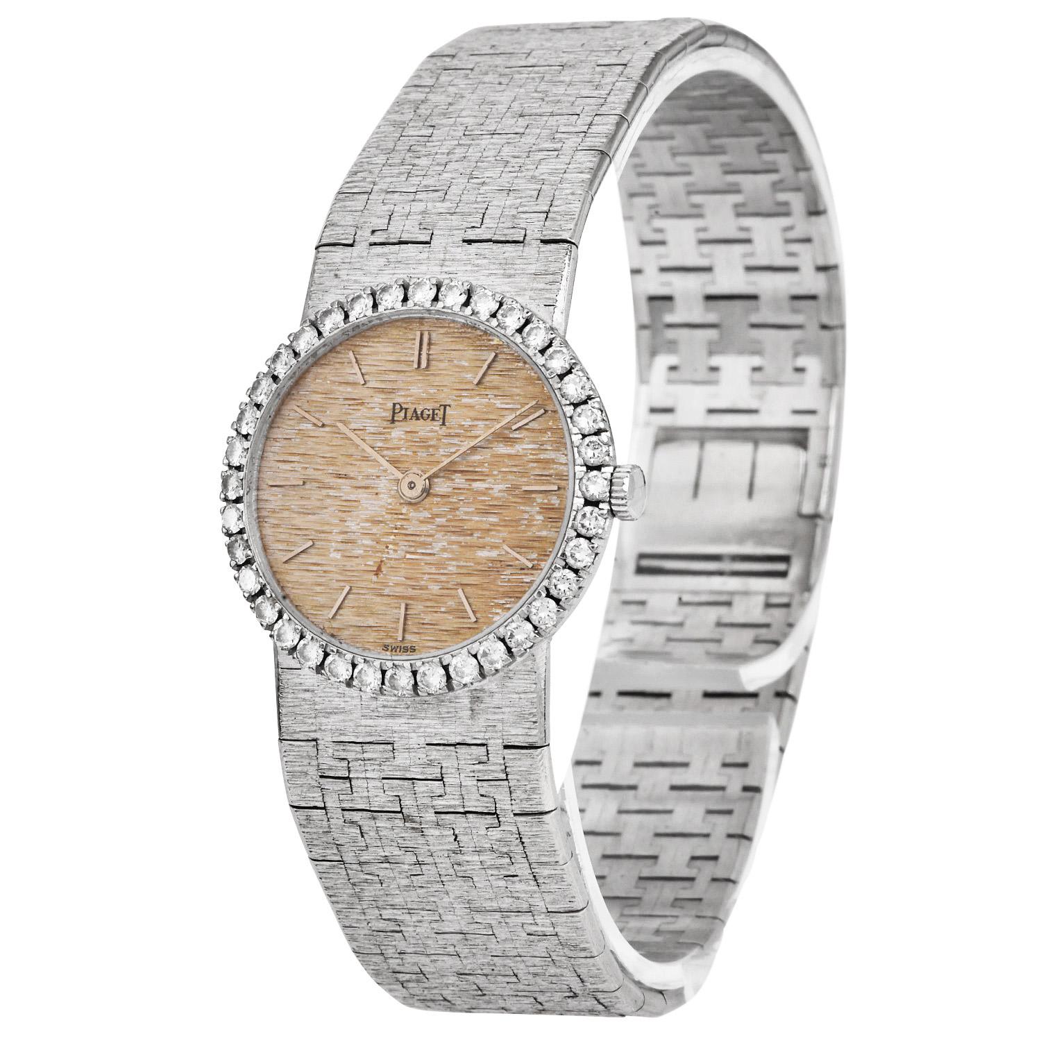 Piaget Diamant-Silber-Zifferblatt 18K Gold Damenuhr Ref 926 A 6 im Zustand „Hervorragend“ im Angebot in Miami, FL