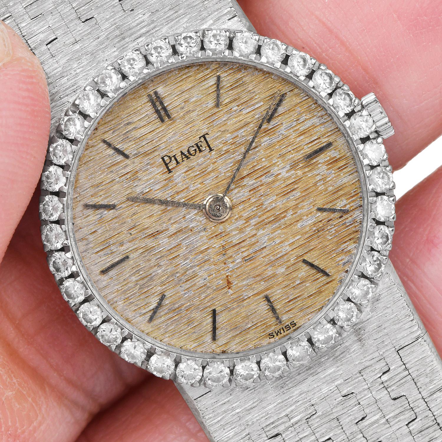 Piaget Diamant-Silber-Zifferblatt 18K Gold Damenuhr Ref 926 A 6 im Angebot 3