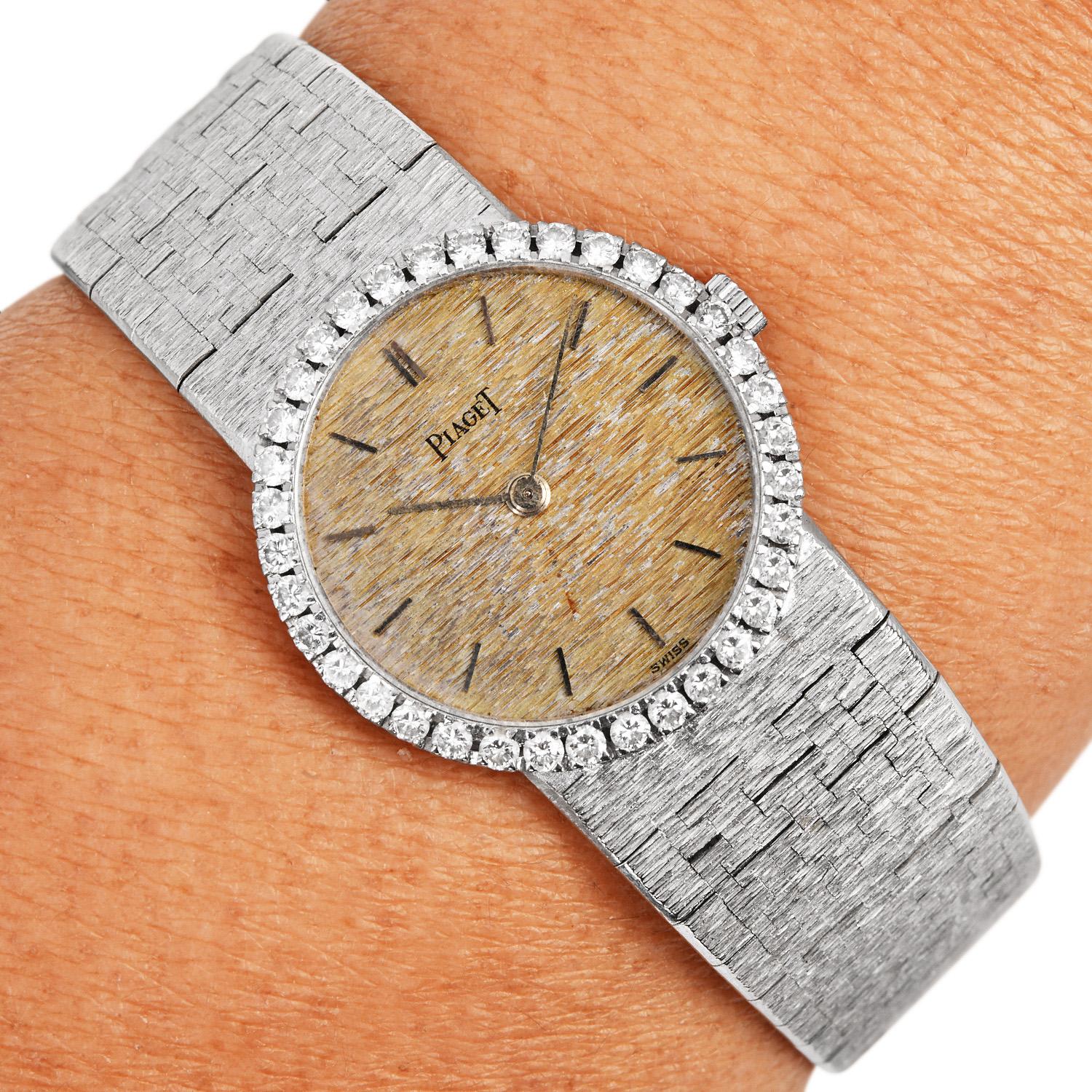 Piaget Diamant-Silber-Zifferblatt 18K Gold Damenuhr Ref 926 A 6 im Angebot 4